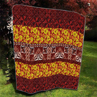 Samoa Siapo and Tapa Quilt Pacific Tribal Pattern with Hibiscus Striped Style LT03 - Polynesian Pride