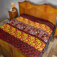 Samoa Siapo and Tapa Quilt Pacific Tribal Pattern with Hibiscus Striped Style LT03 - Polynesian Pride