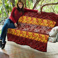 Samoa Siapo and Tapa Quilt Pacific Tribal Pattern with Hibiscus Striped Style LT03 - Polynesian Pride