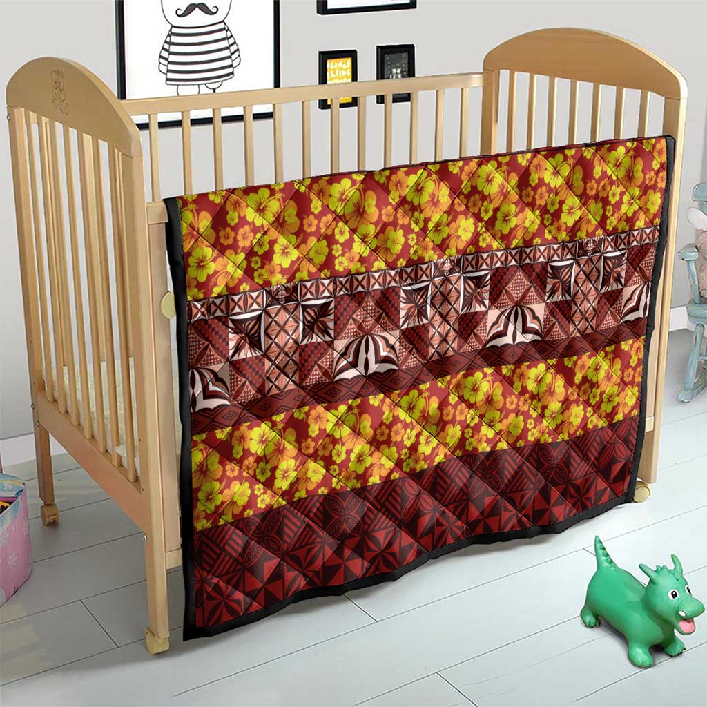 Samoa Siapo and Tapa Quilt Pacific Tribal Pattern with Hibiscus Striped Style LT03 - Polynesian Pride