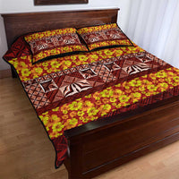 Samoa Siapo and Tapa Quilt Bed Set Pacific Tribal Pattern with Hibiscus Striped Style LT03 - Polynesian Pride