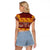 Samoa Siapo and Tapa Raglan Cropped T Shirt Pacific Tribal Pattern with Hibiscus Striped Style