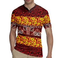 Samoa Siapo and Tapa Rugby Jersey Pacific Tribal Pattern with Hibiscus Striped Style LT03 - Polynesian Pride