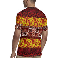 Samoa Siapo and Tapa Rugby Jersey Pacific Tribal Pattern with Hibiscus Striped Style LT03 - Polynesian Pride
