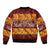 Samoa Siapo and Tapa Sleeve Zip Bomber Jacket Pacific Tribal Pattern with Hibiscus Striped Style