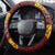 Samoa Siapo and Tapa Steering Wheel Cover Pacific Tribal Pattern with Hibiscus Striped Style