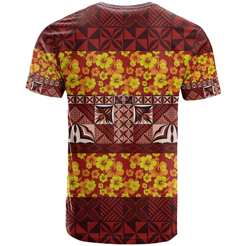 Samoa Siapo and Tapa T Shirt Pacific Tribal Pattern with Hibiscus Striped Style LT03 - Polynesian Pride