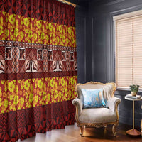 Samoa Siapo and Tapa Window Curtain Pacific Tribal Pattern with Hibiscus Striped Style LT03 - Polynesian Pride