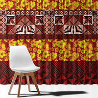 Samoa Siapo and Tapa Window Curtain Pacific Tribal Pattern with Hibiscus Striped Style LT03 - Polynesian Pride