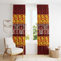 Samoa Siapo and Tapa Window Curtain Pacific Tribal Pattern with Hibiscus Striped Style LT03 - Polynesian Pride