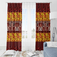 Samoa Siapo and Tapa Window Curtain Pacific Tribal Pattern with Hibiscus Striped Style LT03 - Polynesian Pride