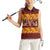 Samoa Siapo and Tapa Women Sleeveless Polo Shirt Pacific Tribal Pattern with Hibiscus Striped Style