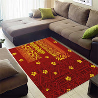 Samoa Tapa Pacific Tribal Pattern Area Rug Hibiscus and Plumeria LT03 - Polynesian Pride