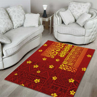 Samoa Tapa Pacific Tribal Pattern Area Rug Hibiscus and Plumeria LT03 - Polynesian Pride