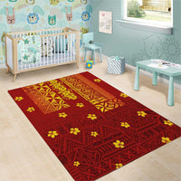 Samoa Tapa Pacific Tribal Pattern Area Rug Hibiscus and Plumeria LT03 - Polynesian Pride
