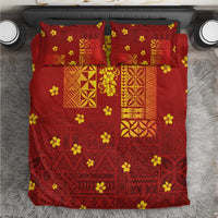 Samoa Tapa Pacific Tribal Pattern Bedding Set Hibiscus and Plumeria LT03 Red - Polynesian Pride