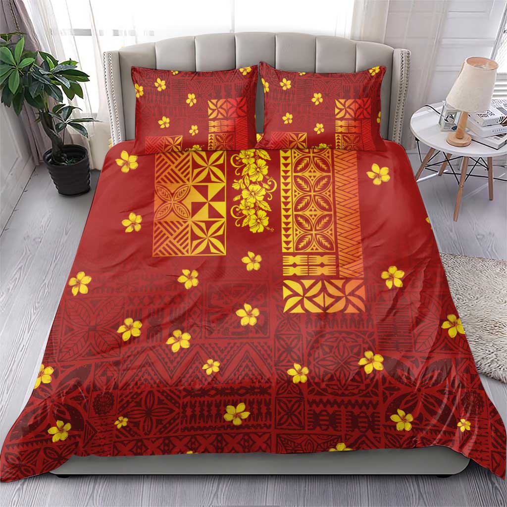 Samoa Tapa Pacific Tribal Pattern Bedding Set Hibiscus and Plumeria LT03 - Polynesian Pride