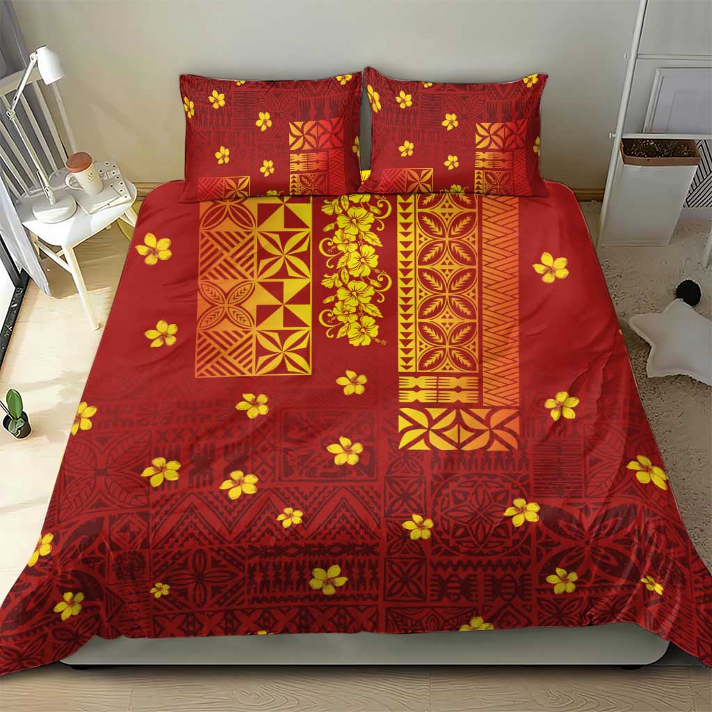 Samoa Tapa Pacific Tribal Pattern Bedding Set Hibiscus and Plumeria LT03 - Polynesian Pride