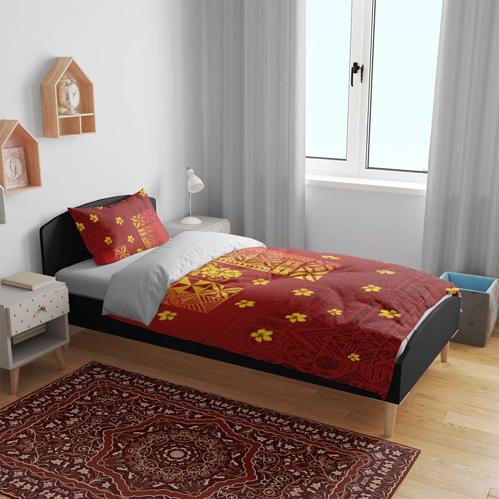 Samoa Tapa Pacific Tribal Pattern Bedding Set Hibiscus and Plumeria LT03 - Polynesian Pride