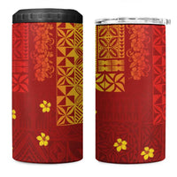 Samoa Tapa Pacific Tribal Pattern 4 in 1 Can Cooler Tumbler Hibiscus and Plumeria LT03 One Size: 16 oz Red - Polynesian Pride