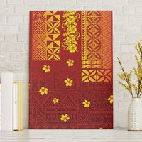 Samoa Tapa Pacific Tribal Pattern Canvas Wall Art Hibiscus and Plumeria LT03 Without Frame Red - Polynesian Pride