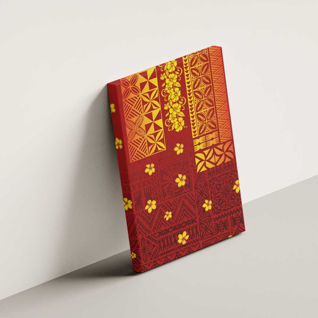 Samoa Tapa Pacific Tribal Pattern Canvas Wall Art Hibiscus and Plumeria LT03 - Polynesian Pride