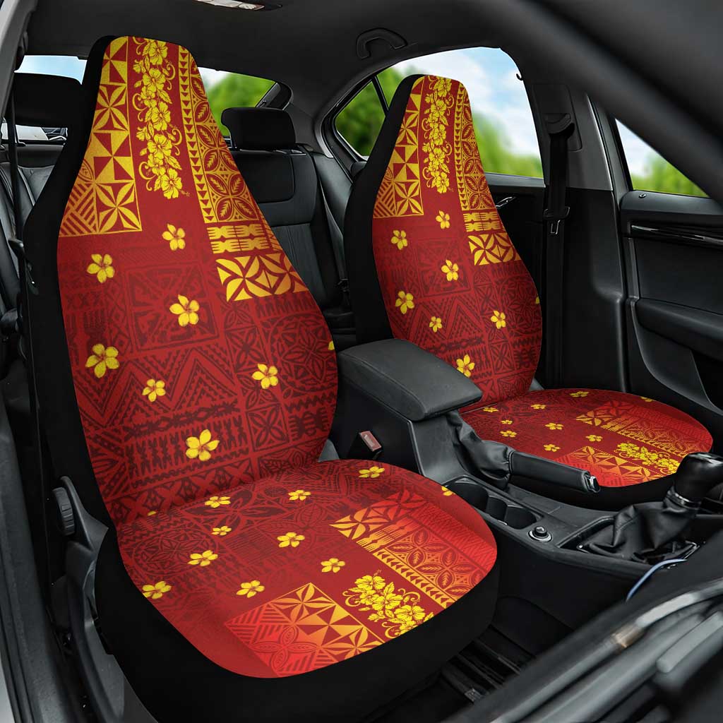 Samoa Tapa Pacific Tribal Pattern Car Seat Cover Hibiscus and Plumeria LT03 One Size Red - Polynesian Pride