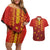 Samoa Tapa Pacific Tribal Pattern Couples Matching Off Shoulder Short Dress and Hawaiian Shirt Hibiscus and Plumeria