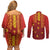 Samoa Tapa Pacific Tribal Pattern Couples Matching Off Shoulder Short Dress and Long Sleeve Button Shirt Hibiscus and Plumeria