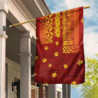 Samoa Tapa Pacific Tribal Pattern Garden Flag Hibiscus and Plumeria LT03 House Flag Red - Polynesian Pride