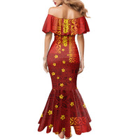 Samoa Tapa Pacific Tribal Pattern Mermaid Dress Hibiscus and Plumeria LT03 - Polynesian Pride