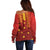 Samoa Tapa Pacific Tribal Pattern Off Shoulder Sweater Hibiscus and Plumeria