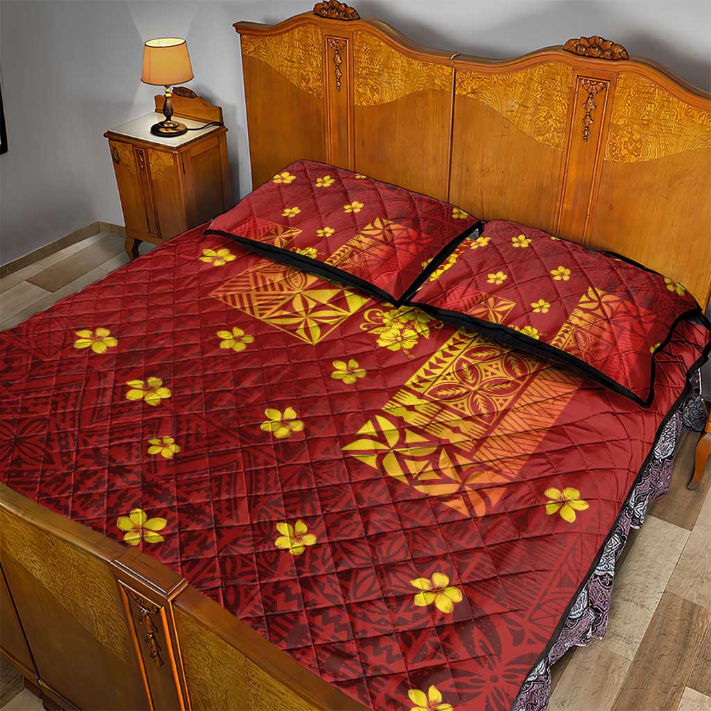 Samoa Tapa Pacific Tribal Pattern Quilt Bed Set Hibiscus and Plumeria LT03 - Polynesian Pride