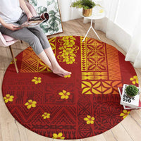 Samoa Tapa Pacific Tribal Pattern Round Carpet Hibiscus and Plumeria LT03 - Polynesian Pride