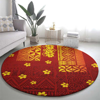 Samoa Tapa Pacific Tribal Pattern Round Carpet Hibiscus and Plumeria LT03 - Polynesian Pride