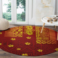 Samoa Tapa Pacific Tribal Pattern Round Carpet Hibiscus and Plumeria LT03 - Polynesian Pride