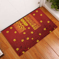 Samoa Tapa Pacific Tribal Pattern Rubber Doormat Hibiscus and Plumeria LT03 - Polynesian Pride