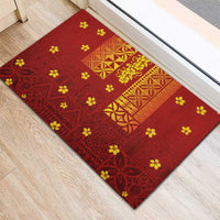 Samoa Tapa Pacific Tribal Pattern Rubber Doormat Hibiscus and Plumeria LT03 - Polynesian Pride