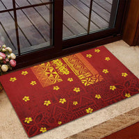 Samoa Tapa Pacific Tribal Pattern Rubber Doormat Hibiscus and Plumeria LT03 - Polynesian Pride