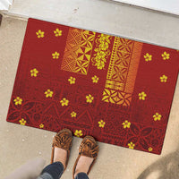 Samoa Tapa Pacific Tribal Pattern Rubber Doormat Hibiscus and Plumeria LT03 - Polynesian Pride