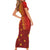 Samoa Tapa Pacific Tribal Pattern Short Sleeve Bodycon Dress Hibiscus and Plumeria