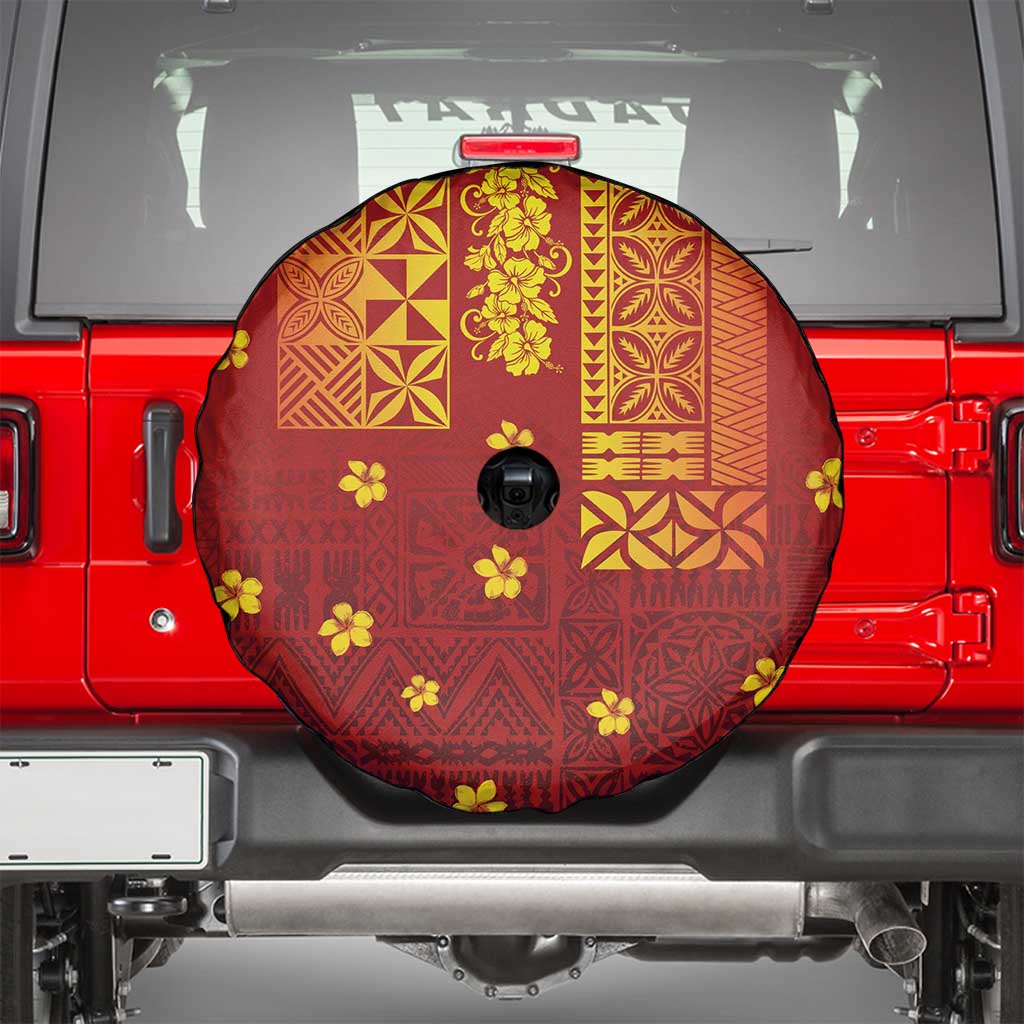 Samoa Tapa Pacific Tribal Pattern Spare Tire Cover Hibiscus and Plumeria LT03 - Polynesian Pride