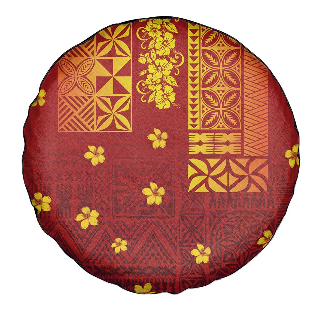 Samoa Tapa Pacific Tribal Pattern Spare Tire Cover Hibiscus and Plumeria LT03 - Polynesian Pride