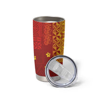Samoa Tapa Pacific Tribal Pattern Tumbler Cup Hibiscus and Plumeria LT03 - Polynesian Pride