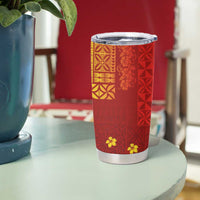 Samoa Tapa Pacific Tribal Pattern Tumbler Cup Hibiscus and Plumeria LT03 - Polynesian Pride