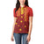 Samoa Tapa Pacific Tribal Pattern Women Polo Shirt Hibiscus and Plumeria