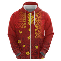 Samoa Tapa Pacific Tribal Pattern Zip Hoodie Hibiscus and Plumeria LT03 - Polynesian Pride