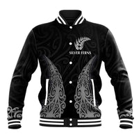 New Zealand Netball Baseball Jacket Koru and Maori Tattoo Jersey LT03 Unisex Black - Polynesian Pride