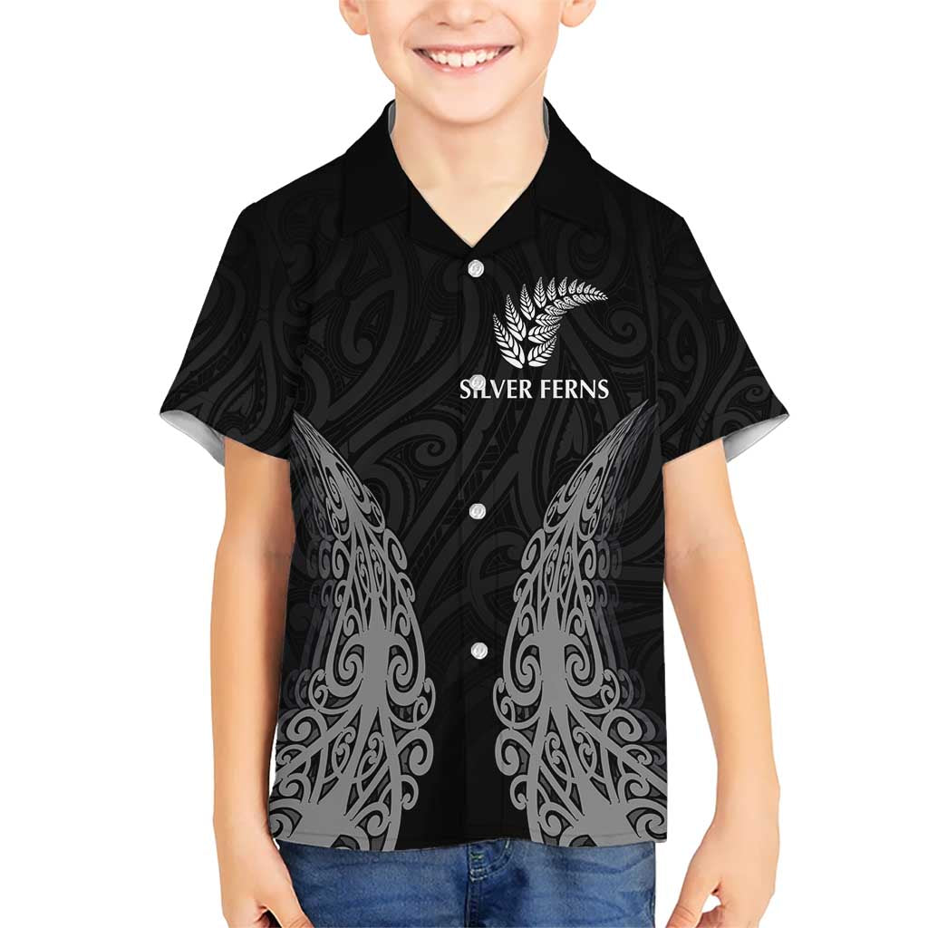 New Zealand Netball Kid Hawaiian Shirt Koru and Maori Tattoo Jersey