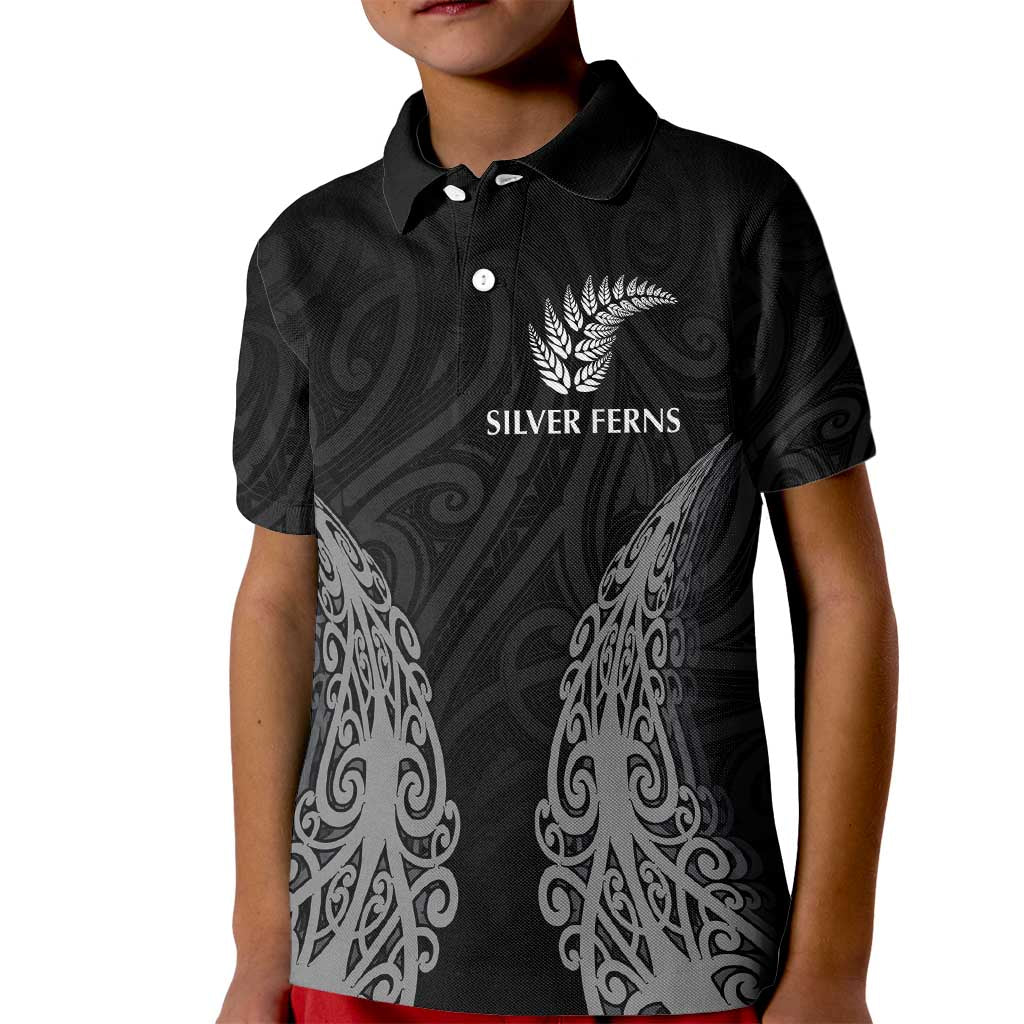 New Zealand Netball Kid Polo Shirt Koru and Maori Tattoo Jersey